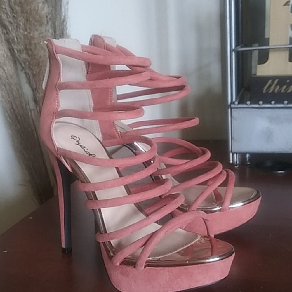 Strappy high heels
